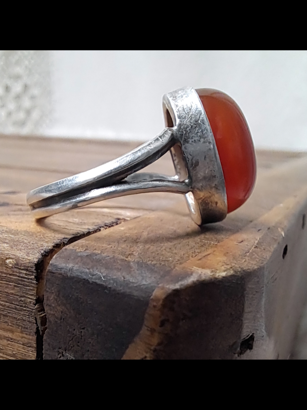 925 Sterling Silver Oval Red Carnelian Handmade Boho Vintage Jewelry - Picture 4 of 7